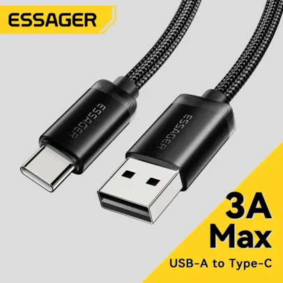 Essager 3A USB Tipo C Cabo, Fio de carregamento rápido, USB-C Carregador, Cabo de dados