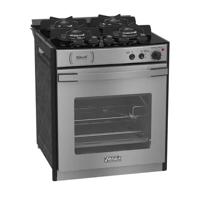 Fogao Elétrico De Embutir 4 Bocas A Gás Gaudi Platinum Vitreo Inox 220v - Venax