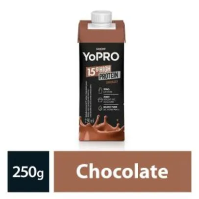 [R$ 3,82 Cada] Bebida Láctea com 15 Gramas de Proteína Chocolate, YoPRO, 250 ml | 8 Unidades