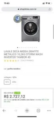 Lava e Seca Midea Grafite Metálico 10,2KG STORM WASH INVERTER | R$2.527