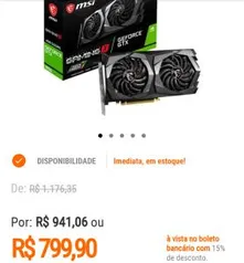 Placa de Vídeo MSI NVIDIA GeForce GTX 1650 Gaming X 4G, GDDR5