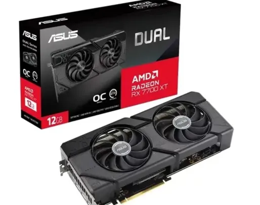 Placa de Vídeo RX 7700 XT 12G Dual OC ASUS AMD Radeon, 12GB GDDR6, Ray Tracing - 90YV0JZ0-M0NA00