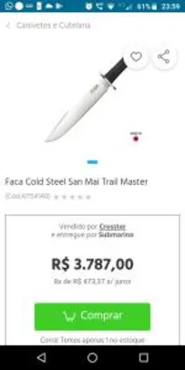 Faca Cold Steel San Mai Trail Master Plus Mega Power Top Turbo - R$3.787
