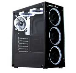 Gabinete Rise Mode Glass 06, Frente e Lateral em Vidro, Preto - RM-CA-06-FB