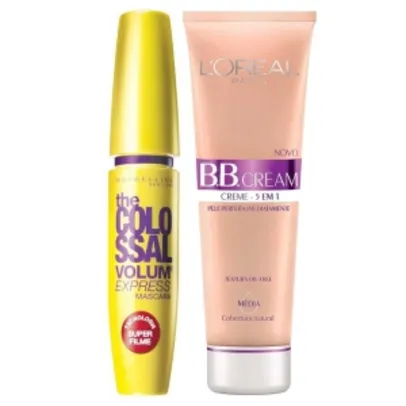 Kit BB Cream L'Oréal Paris FPS20 Médio + Máscara para Cílios Maybelline - R$ 36,90