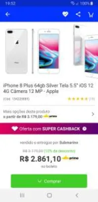 [APP] Iphone 8 Plus 64GB Silver Tela 5.5'' iOS 12 4G Câmera 12 MB - Apple