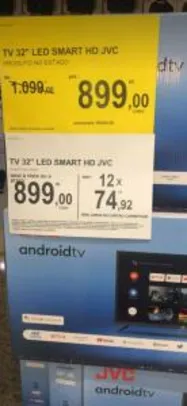 [ES/Loja Física] TV SMART 32° Android HD JVC | R$899