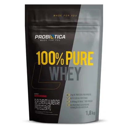 100% Whey Protein Pure 1.8Kg Refil Probiotica - Morango