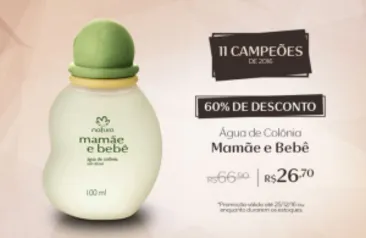 Água de Colônia Sem Álcool Mamãe e Bebê - 100ml