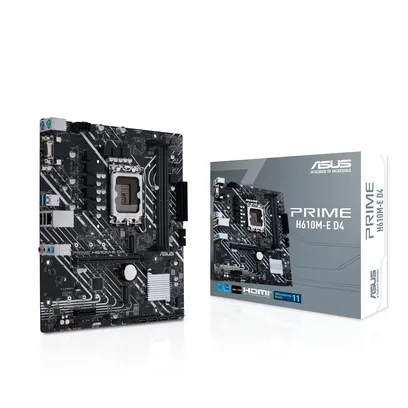 Foto do produto Placa-mãe Asus Prime D4, Intel LGA 1700, mATX, DDR4 - H610M-E