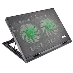 Cooler com 2 ventiladores para Notebook - Warrior Power Gamer - Led Verde