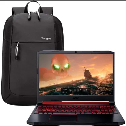 (APP) Notebook Gamer Acer Aspire Nitro Amd R5 8gb + Mochila Targus 15,6' Black (Geforce Gtx1650 4gb) | R$ 4740