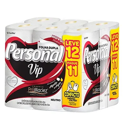 [Prime/ Rec] Personal VIP - Papel Higiênico, Folha Dupla, 12 unidades