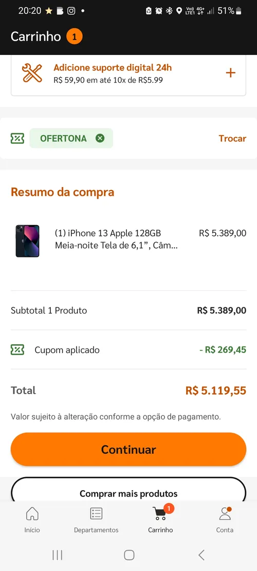 Imagem na descrição da promoção