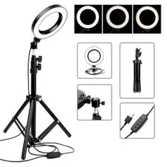 Americanas - KIT Ring Light led 26cm Completo + Tripe 1.60 Metros + Suporte p/ Smartphone