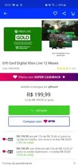 [AME R$170] Gift Card Xbox Live 12 meses R$200