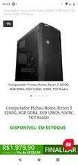 Computador Pichau Home, Ryzen 3 3200G, 8GB DDR4, SSD 128Gb | R$1.980