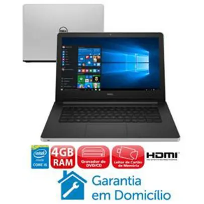 Notebook Dell Inspiron I14-5458-B30 com Intel Core i5-5200U, 4GB, 1TB - R$2.105