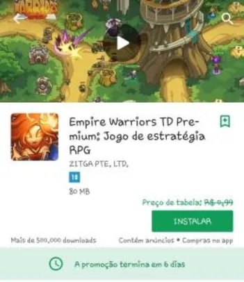 Empire Warriors TD Premium: Tower Defense Games (Android) - Grátis