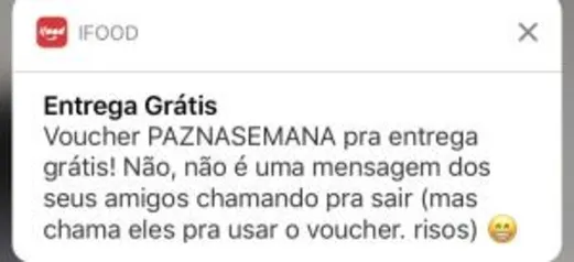 Entrega grátis no ifood