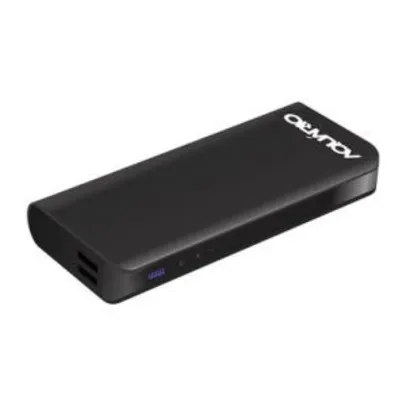 Carregador Portátil Aquario 10.000mAh, 2 Portas USB, Preto - CP 10000 - R$62