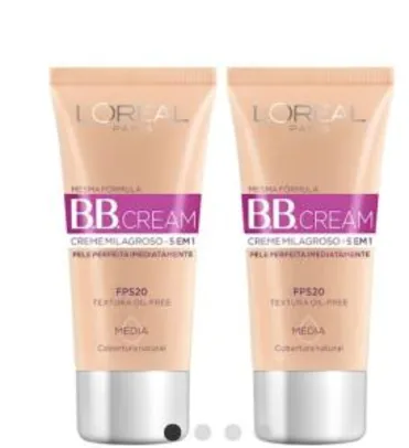 Kit BB Cream L'Oreál Paris Dermo Expertise Base Média 30ml 2 Unidades - R$26