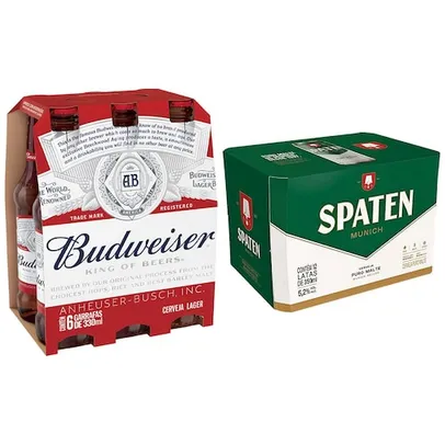 [VIP] Budweiser Long Neck 330ml 6 unidades + Spaten Lata Sleek 350ml 12 Unidades