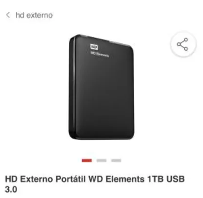 HD Externo Portátil WD Elements 1TB USB 3.0 - R$242 ( Com AME R$169,4)