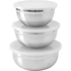 Conjunto de Potes em Inox Fosco 3 Peças - La Cuisine | R$15