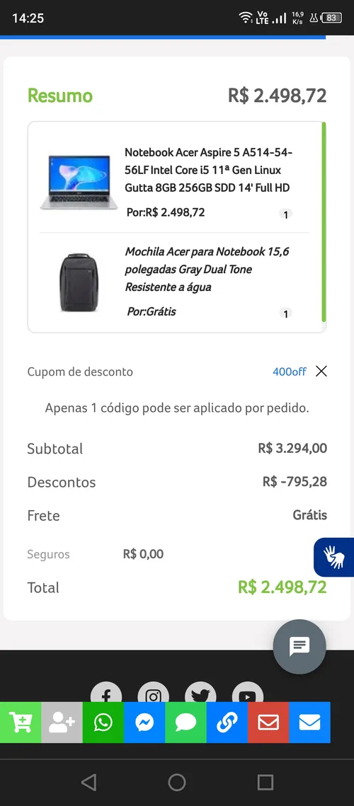 Imagem na descrição da promoção