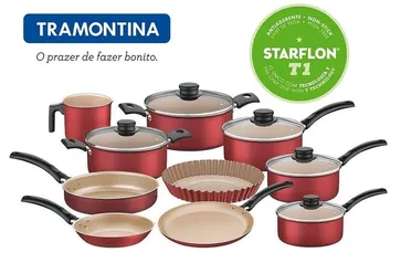 Conjunto De Panela Antiaderente Turin 10 Peças Vermelha - Tramontina | R$249