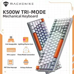 [TAXA INCLUSA] Teclado mecânico Sem Fio Machenike K500w Tri-Mode - RGB, Bluetooth, 2,4Ghz, Tipo C