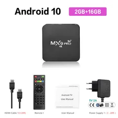 Mxq pro 4k smart tv caixa android 10.0 5g wifi ram 2GB + 16GB