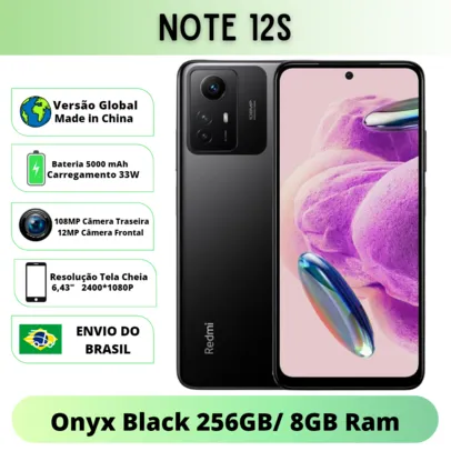 Smartphone Xiaomi Redmi Note 12S 256GB Onyx Black 8GB Ram Versão Global| envio do Brasil