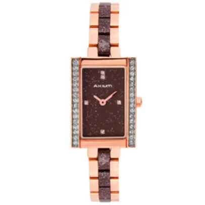 Relógio akium feminino aço rosé e marrom - 03f98fbz1-vdrg-762 - R$273