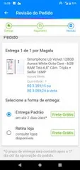 Smartphone LG Velvet 128GB Aurora White Octa-Core | App + Cashback: R$2309