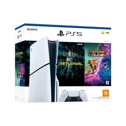 Console PlayStation 5 Slim Sony Midia Física, SSD 1TB, Com Controle Sem Fio DualSense, Branco + 2 Jogos