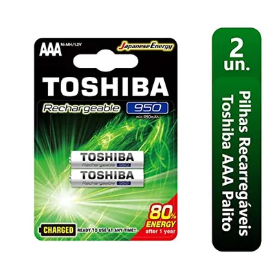 [Super R$18,20] Pilha Recarregável AAA 1,2V 950mAh TNH3GAE TOSHIBA (Cartela com 2 unid.)