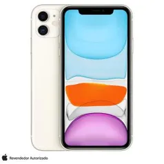 iPhone 11 Branco, com Tela de 6,1", 4G, 64 GB