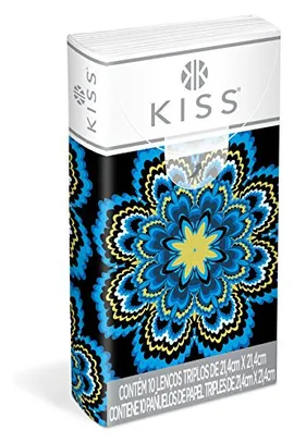 Kiss Lenço Facial de Bolso Folha Tripla Branca, 10 Lenços, Embalagens Sortidas | R$1