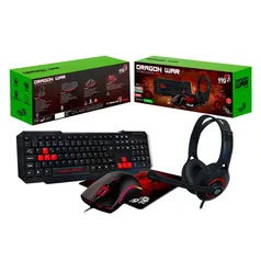 Combo Gamer 4 em 1 Elg Dragon War CGDW41R com Headset + Mouse + Teclado + Mousepad