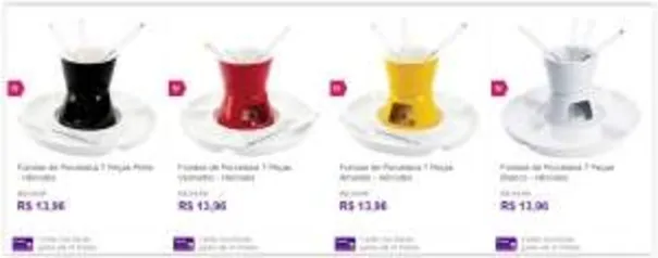 [Sou Barato] Fondue de Porcelana 7 Peças Preto/Vermelho/Amarelo/Branco - Hércules por R$ 14