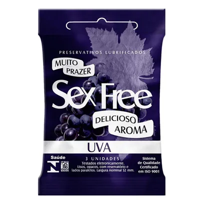 Preservativo Sex Free Uva com 3 Unidades - Delicioso aroma 