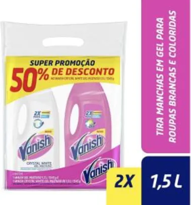 Tira Manchas Multiuso Líquido Com 1 Pink e 1 Crystal White, Vanish - R$22