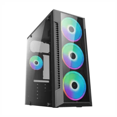 Gabinete Gamer Brazil PC BPC-C3147, Mid Tower,  ATX / Micro-ATX, Com Lateral de Vidro, Preto