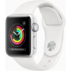 Apple Watch Series 3 (gps) 38mm Caixa Prateada de Alumínio com Pulseira Esportiva Branca