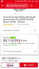 Fone de Ouvido Philips Bluetooth Branco Sem Fio Shb3075wt/00 Bass+ On Ear - Branco