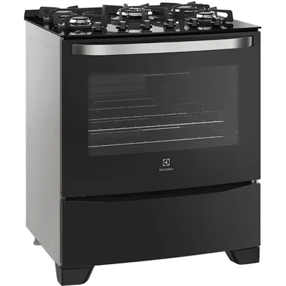 [AME R$ 584] Fogão de Piso Mesa de Vidro Electrolux 5 Bocas 76GS Preto - Bivolt