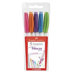 Caneta Trilux Cartela com 5 Cores, Faber-Castell, 032/ESC, Multicor