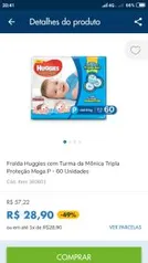 Fralda Huggies com Turma da Mônica Tripla Proteção Mega P - 60 Unidades - R$29